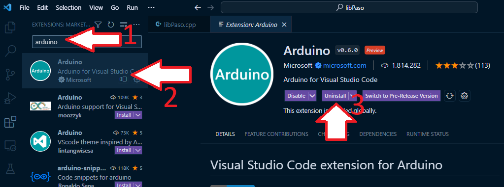 Instalamos la extensión de Arduino para VS Code de Microsoft.