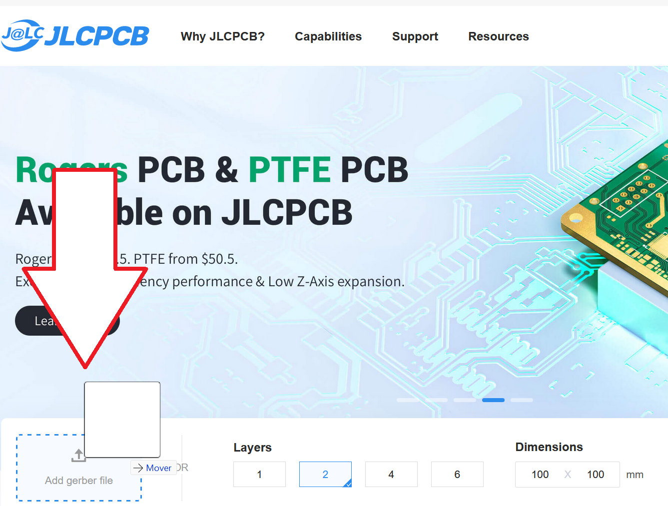 Subimos nuestro archivo comprimido a JLBPCB.